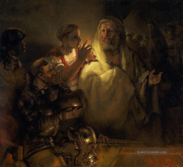 die Verleugnung von Peter 1660 Rembrandt Ölgemälde